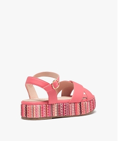 sandales femme plateforme en corde dessus toile rose sandales plates et nu-piedsD273701_4