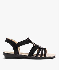 GEMO Sandales femme unies à brides élastiques avec détail en tissu à strass noir standard