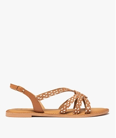 GEMO Sandales femme à brides tressées métallisées – Tanéo marron standard