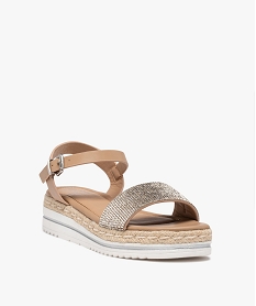 sandales femme a semelle plateforme et bride strass beige sandales plates et nu-piedsD275901_2