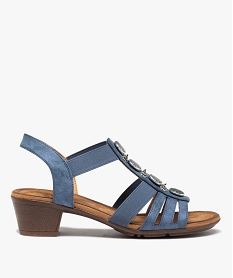 GEMO Sandales femme confort à talon et brides élastiquées bleu standard