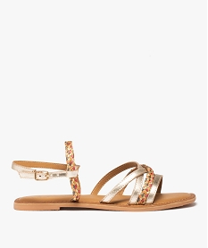 GEMO Sandales femme à brides métallisées en cuir - Tanéo dore
