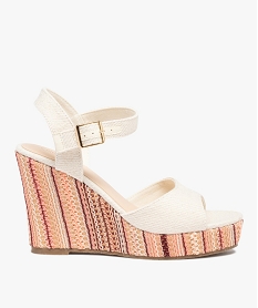 GEMO Sandales femme compensées dessus et semelle en toile beige standard