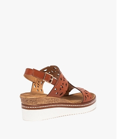 sandales femme compensees dessus ajoure brun sandales a talonD279101_4