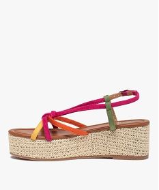 sandales femme compensees a fines brides multicolores multicolore