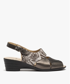 sandales confort femme en cuir dessus metallise gris sandales a talonD281801_1
