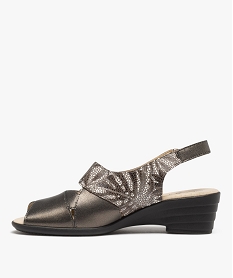 sandales confort femme en cuir dessus metallise gris sandales a talonD281801_3