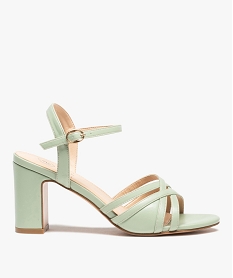 GEMO Sandales femme à talon haut et fines brides unies vert standard