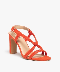 sandales femme a talon haut et fines brides en suedine orange sandales a talonD284001_2