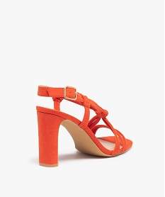 sandales femme a talon haut et fines brides en suedine orange sandales a talonD284001_4