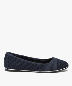GEMO Ballerines femme à talon plat dessus en maille unie Bleu