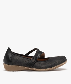 GEMO Ballerines femme confort unies à bride scratch noir standard