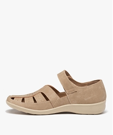 chaussures confort a brides fermeture scratch femme beige standard ballerinesD286101_3