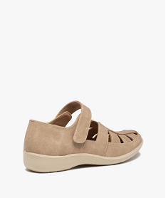chaussures confort a brides fermeture scratch femme beige standard ballerinesD286101_4