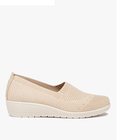 mocassins femme confort unis en mesh a semelle compensee beige mocassinsD286501_1