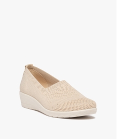 mocassins femme confort unis en mesh a semelle compensee beige mocassinsD286501_2