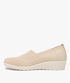 mocassins femme confort unis en mesh a semelle compensee beige mocassinsD286501_3