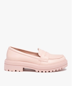 GEMO Mocassins femme unis à semelle crantée rose standard