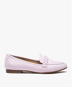 GEMO Mocassins femme unis à bride tressée violet standard