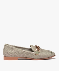 GEMO Mocassins femme à bout amande et bride chaine vert standard