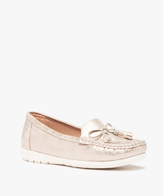 mocassins femme dessus souple et uni a details strass dore mocassinsD287301_2