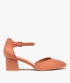 GEMO Escarpins femme à talon et bride dessus suédine unie rose standard