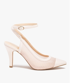 GEMO Escarpins femme à bout pointu et empiècement transparent beige standard