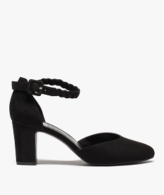 GEMO Escarpins femme unis à talon carré et bride tressée noir standard