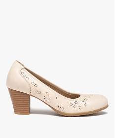 escarpins femme dessus ajoure et talon rainure beige escarpinsD289301_1