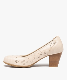 escarpins femme dessus ajoure et talon rainure beige escarpinsD289301_3