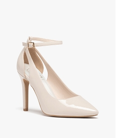 escarpins femme vernis a talon aiguille et bout pointu beigeD289501_2