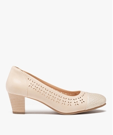 GEMO Escarpins femme à talon dessus ajouré et métallisé Beige