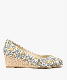 GEMO Escarpins femme en toile imprimée et semelle corde imprime fleurs