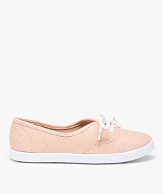 GEMO Baskets femme en toile à semelle fine et lacets cordelette rose standard