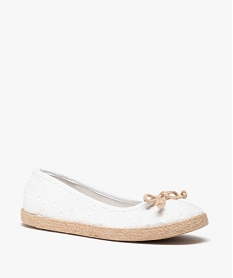 ballerines femme en toile imprimee et semelle cordelette blancD290801_2