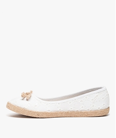 ballerines femme en toile imprimee et semelle corde blancD290801_3