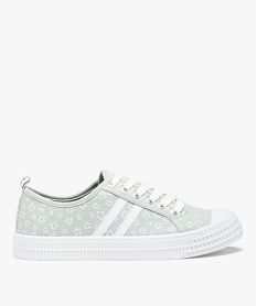 GEMO Baskets femme à lacets dessus toile imprimée fleurs vert standard
