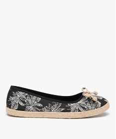 ballerines femme en toile imprimee et semelle cordelette noirD291401_1