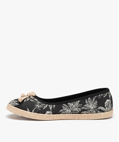 ballerines femme en toile imprimee et semelle cordelette noirD291401_3