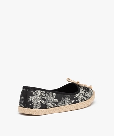 ballerines femme en toile imprimee et semelle corde noirD291401_4