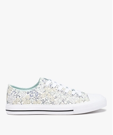 GEMO Baskets femme en toile imprimée et bout renforcé bleu standard