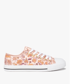 GEMO Baskets femme en toile imprimée et bout renforcé Rose