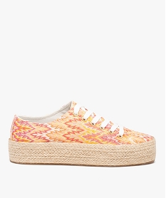 GEMO Baskets femme en toile multicolore à semelle en corde beige standard