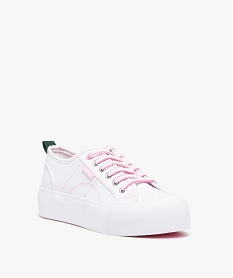 baskets femme en toile a semelle plateforme - camps united blancD292701_2