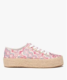 GEMO Baskets femme en toile imprimée et semelle cordelette Imprimé