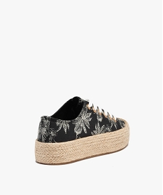 baskets femme en toile imprimee et semelle cordelette noirD293201_4