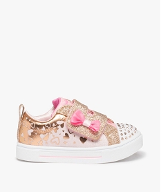 GEMO Baskets fille pailletées à scratch avec clous lumineux – Skechers Twinkle Jaune