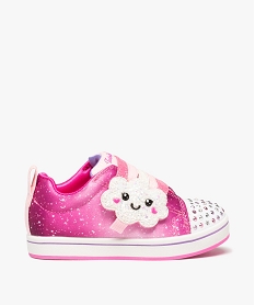 GEMO Bakets fille pailletées et lumineuses à scratch - Skechers Rose