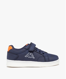 GEMO Baskets garçon unies à lacets et scratch - Kappa bleu chine