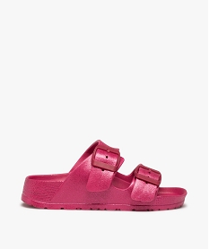 GEMO Mules de piscine fille pailletées à brides ajustables Rose